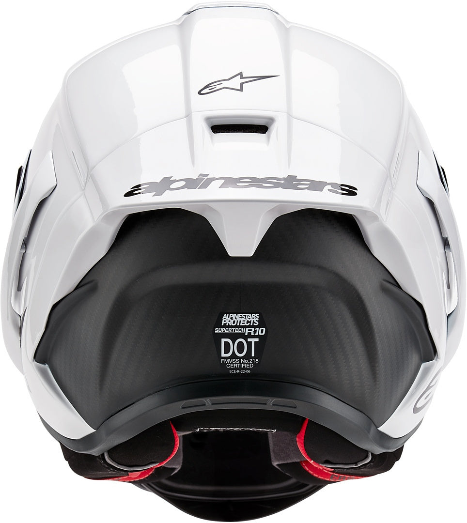 Casco Alpinestars Supertech R10 SOLID Helmet Carbon White Glossy/Black Matte