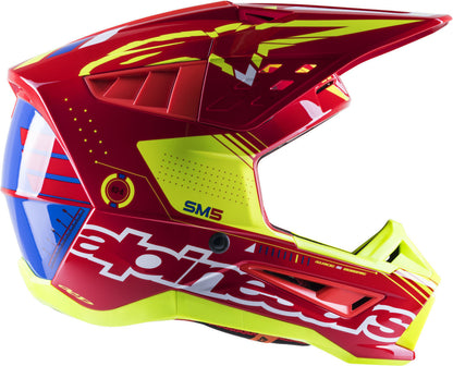 Casco Cross ALPINESTARS SM5 BRIGHT RED WHITE YELLOW FLUO G