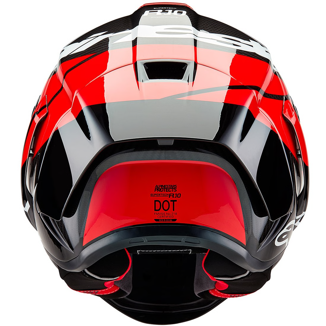 Casco Alpinestars Supertech R10 Element  Black/Carbon Bright Red/White Glossy