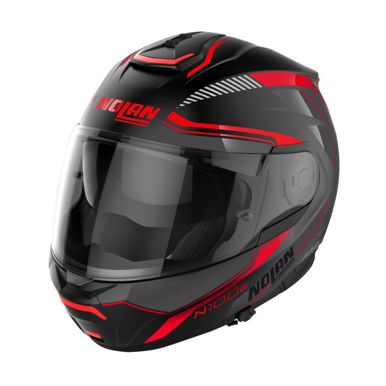 Casco Modulare Nolan N100-6 SURVEYOR N-COM 021 FLAT BLACK (RED - WHITE - ANTHRACITE)