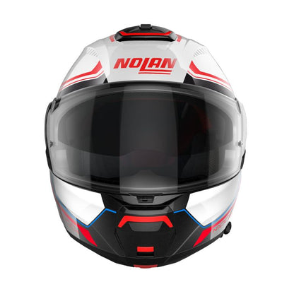 Casco Modulare Nolan N100-6 SURVEYOR N-COM 24 METAL WHITE (BLUE - RED - BLACK)/METAL BLACK