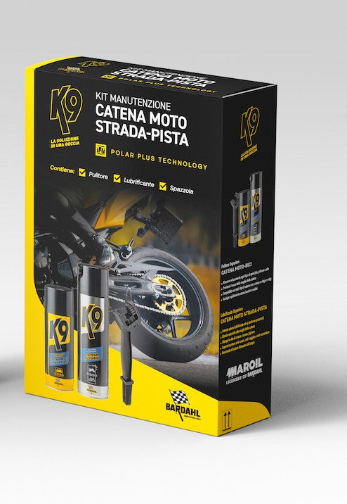 Kit manutenzione pulitore , grasso catena e spazzola Moto strada/pista BARDAHL K9