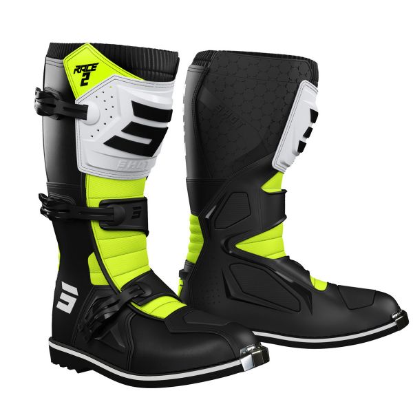 Stivali cross Bambino SHOT Race 2 KID Black White Neon Yellow