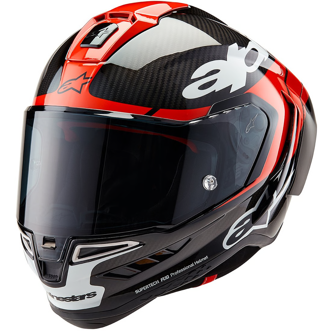 Casco Alpinestars Supertech R10 Element  Black/Carbon Bright Red/White Glossy