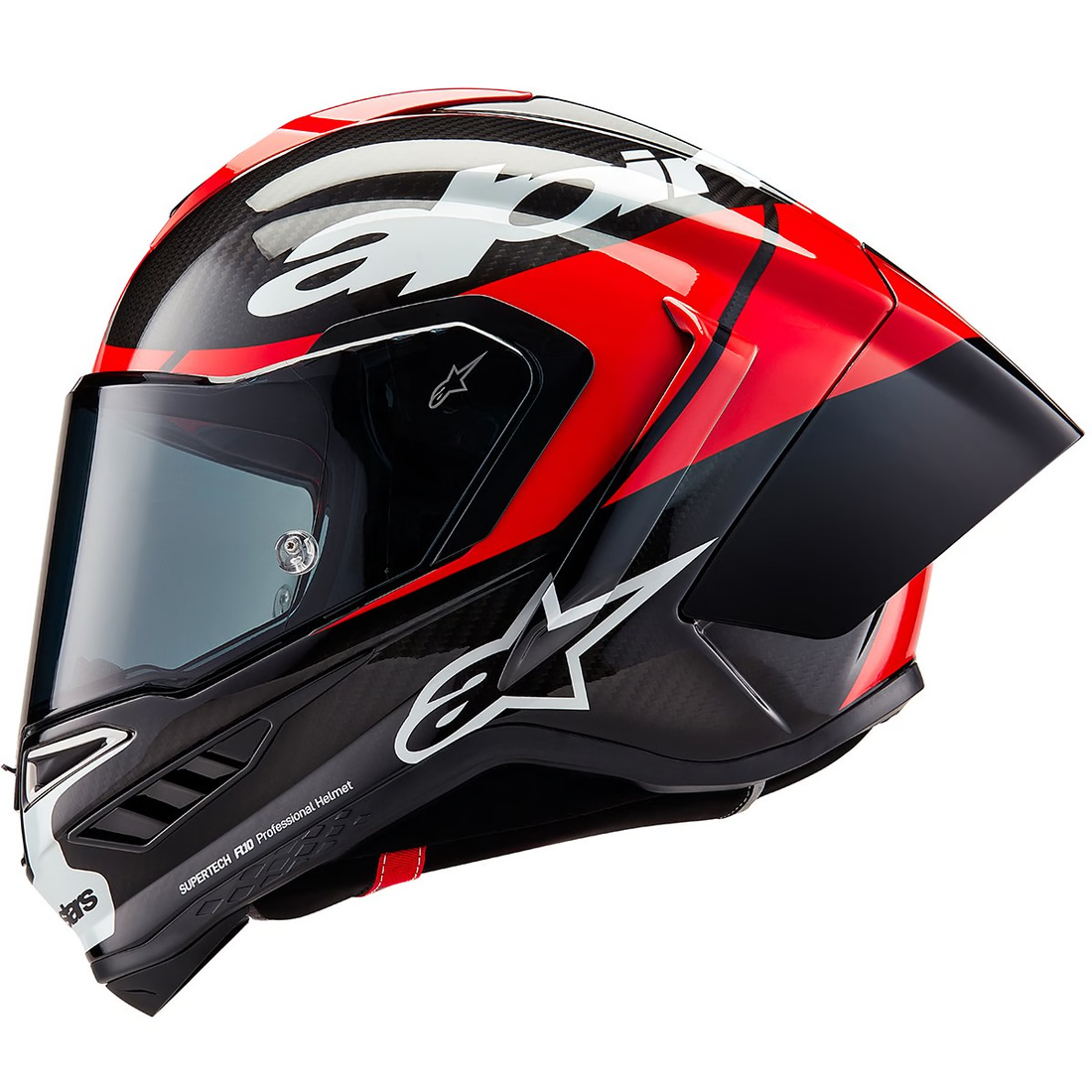 Casco Alpinestars Supertech R10 Element  Black/Carbon Bright Red/White Glossy